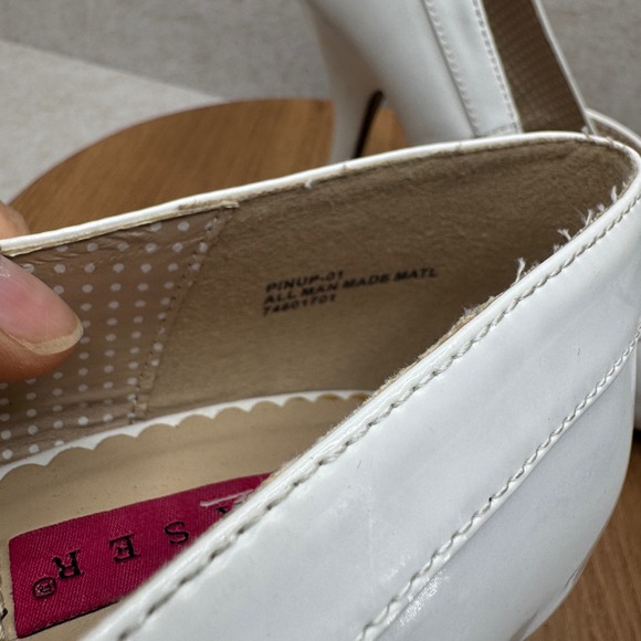 Pleaser Mary Jane Heels 11 White Patent Pinup Retro Rockabilly Costume Shoes - Picture 11 of 13